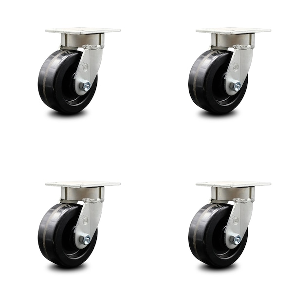 Service Caster 5 Inch Kingpinless Phenolic Wheel Swivel Top Plate Caster SCC, 4PK SCC-KP30S520-PHR-4 - main